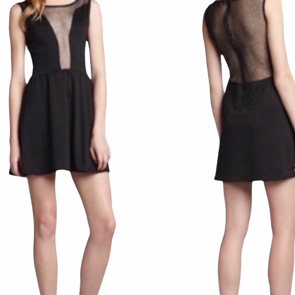 FOR LOVE & LEMONS Lulu Mesh Black Mini Dress - Size M